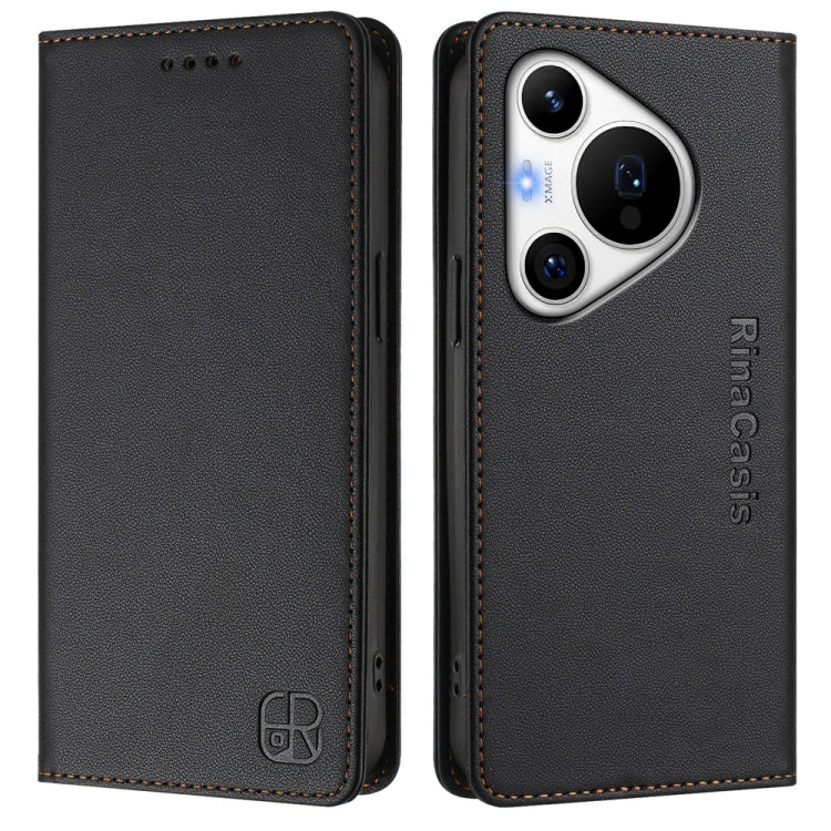 For Huawei Pura 70 Pro / Pura 70 Pro+ RC01 Dual-Folded Magnetic Suction RFID Leather Phone Case(Black)