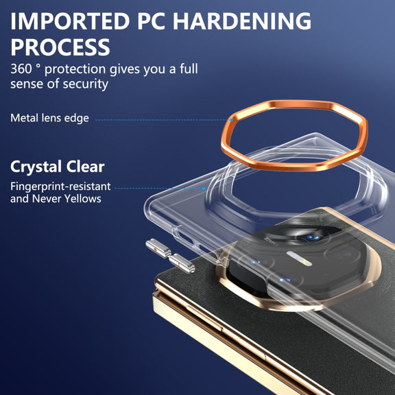 For Huawei Mate XT Ultimate Design lce Folding Series Integrated Clear PC Phone Case(Orange)