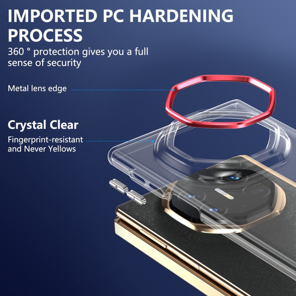 For Huawei Mate XT Ultimate Design lce Folding Series Integrated Clear PC Phone Case(Red)