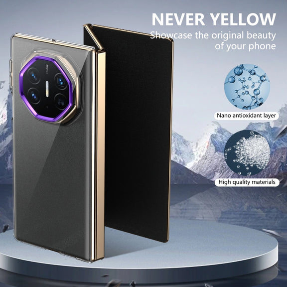 For Huawei Mate XT Ultimate Design lce Folding Series Integrated Clear PC Phone Case(Purple)