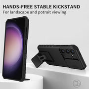 For Samsung Galaxy S25 5G Stereoscopic Holder Sliding Camshield Phone Case(Black)