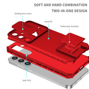 For Samsung Galaxy S25 5G Stereoscopic Holder Sliding Camshield Phone Case(Red)