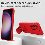 For Samsung Galaxy S25 5G Stereoscopic Holder Sliding Camshield Phone Case(Red)