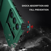 For Samsung Galaxy S25 5G Stereoscopic Holder Sliding Camshield Phone Case(Green)