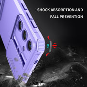 For Samsung Galaxy S25 5G Stereoscopic Holder Sliding Camshield Phone Case(Purple)