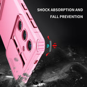 For Samsung Galaxy S25+ 5G Stereoscopic Holder Sliding Camshield Phone Case(Pink)