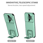 For Samsung Galaxy S25+ 5G Stereoscopic Holder Sliding Camshield Phone Case(Light Green)