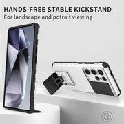 For Samsung Galaxy S25 Ultra 5G Stereoscopic Holder Sliding Camshield Phone Case(White)