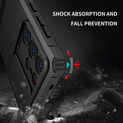 For Samsung Galaxy S25 Ultra 5G Stereoscopic Holder Sliding Camshield Phone Case(Black)