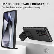 For Samsung Galaxy S25 Ultra 5G Stereoscopic Holder Sliding Camshield Phone Case(Black)