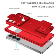 For Samsung Galaxy S25 Ultra 5G Stereoscopic Holder Sliding Camshield Phone Case(Red)
