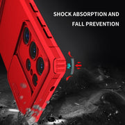 For Samsung Galaxy S25 Ultra 5G Stereoscopic Holder Sliding Camshield Phone Case(Red)