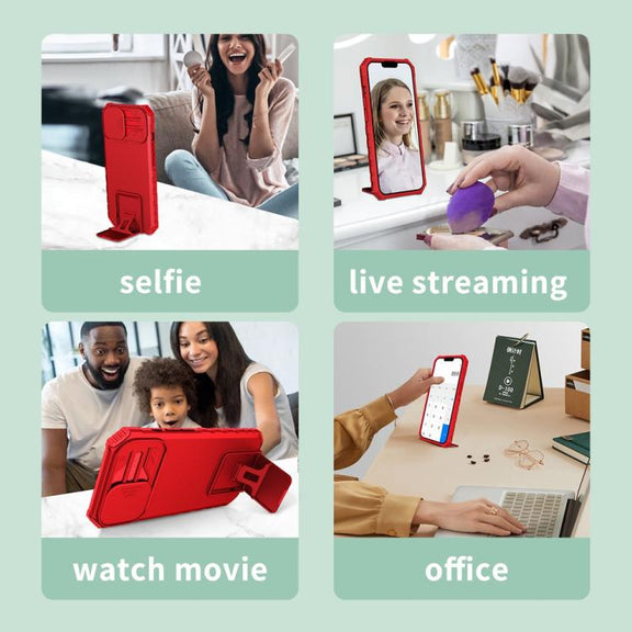 For Samsung Galaxy S25 Ultra 5G Stereoscopic Holder Sliding Camshield Phone Case(Red)