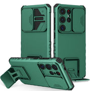 For Samsung Galaxy S25 Ultra 5G Stereoscopic Holder Sliding Camshield Phone Case(Green)