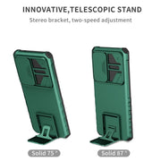 For Samsung Galaxy S25 Ultra 5G Stereoscopic Holder Sliding Camshield Phone Case(Green)