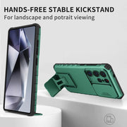 For Samsung Galaxy S25 Ultra 5G Stereoscopic Holder Sliding Camshield Phone Case(Green)