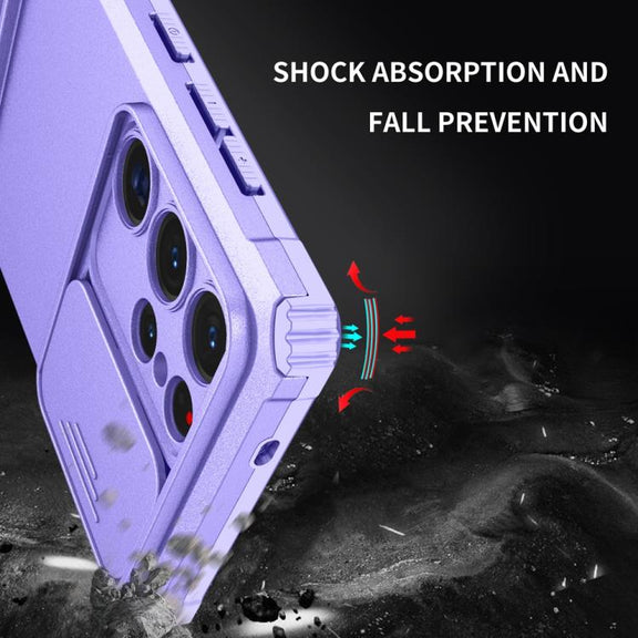 For Samsung Galaxy S25 Ultra 5G Stereoscopic Holder Sliding Camshield Phone Case(Purple)