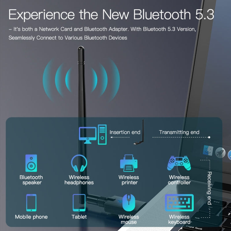 EDUP EP-AX900 900Mbps WiFi 6 Bluetooth 5.3 Dual-Band USB Wireless WiFi Adapter(Black)