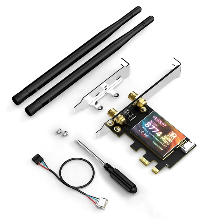 EDUP EP-BE9715 8774Mbps WiFi 7 Bluetooth 5.4 Tri-Band PCI-E WiFi Adapter Wireless Network Card(Black)