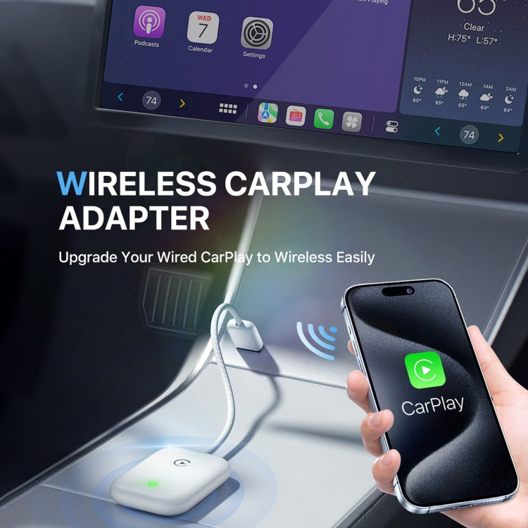 USB Interface Wired to Wireless Car CarPlay Adapter(White)