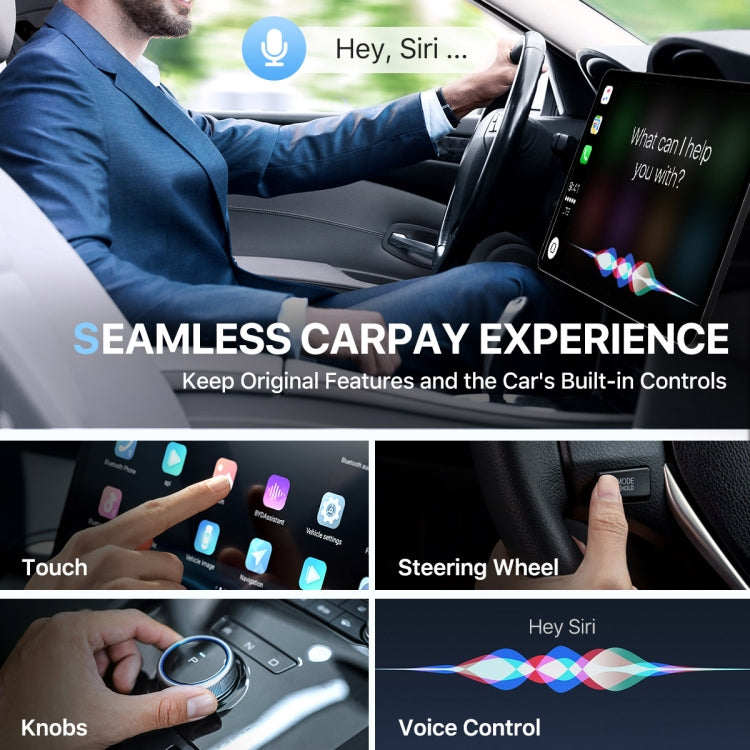 USB Interface Wired to Wireless Car CarPlay Adapter(White)