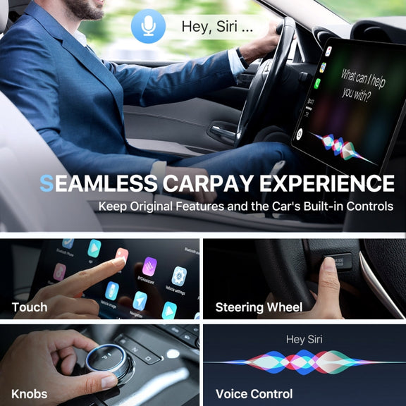 USB Interface Wired to Wireless Car CarPlay Adapter(White)