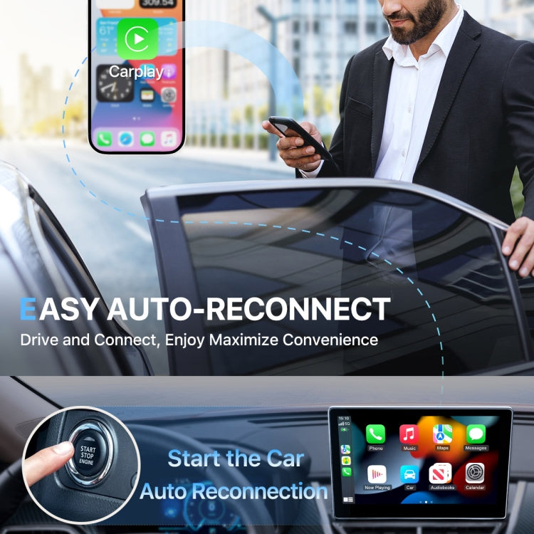 USB Interface Wired to Wireless Car CarPlay Adapter(White)