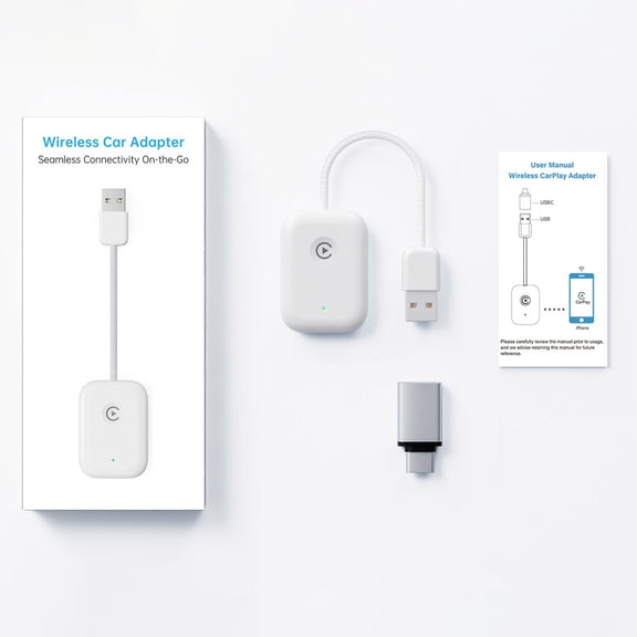 USB Interface Wired to Wireless Car CarPlay Adapter(White)