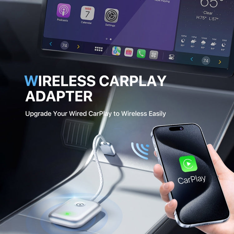 USB Interface Wired to Wireless Car CarPlay Adapter(Silver)