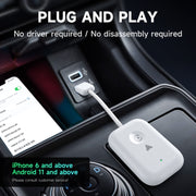 2 in 1 Apple CarPlay / Android Auto USB, Type-C Dual Ports Wired to Wireless CarPlay Adapter(Black)