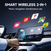 2 in 1 Apple CarPlay / Android Auto USB, Type-C Dual Ports Wired to Wireless CarPlay Adapter(White)