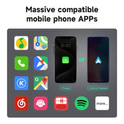 2 in 1 Apple CarPlay / Android Auto USB, Type-C Dual Ports Wired to Wireless CarPlay Adapter(Black)