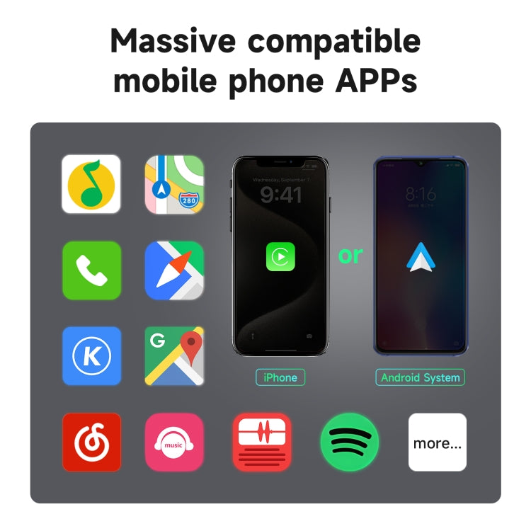2 in 1 Apple CarPlay / Android Auto USB, Type-C Dual Ports Wired to Wireless CarPlay Adapter(Black)