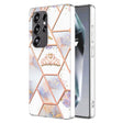 For Samsung Galaxy S25 Ultra 5G Splicing Marble Flower IMD TPU Phone Case(Crown) - Galaxy S25 Ultra 5G Cases by PMC TechLife | Online Shopping South Africa | PMC TechLife | Buy Now Pay Later Mobicred