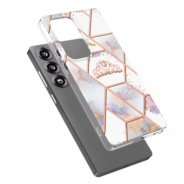 For Samsung Galaxy S25 Ultra 5G Splicing Marble Flower IMD TPU Phone Case(Crown)