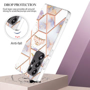 For Samsung Galaxy S25 Ultra 5G Splicing Marble Flower IMD TPU Phone Case(Crown)