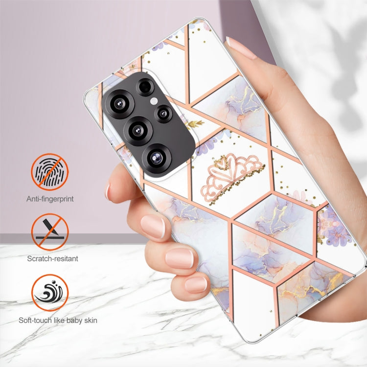 For Samsung Galaxy S25 Ultra 5G Splicing Marble Flower IMD TPU Phone Case(Crown)