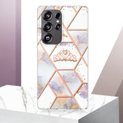 For Samsung Galaxy S25 Ultra 5G Splicing Marble Flower IMD TPU Phone Case(Crown)