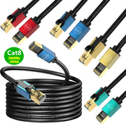 10m Home Fiber Bandwidth 10 Gigabit CAT8 Network Cable(Gold)