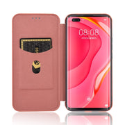 For Huawei nova 7 Pro 5G Carbon Fiber Texture Horizontal Flip TPU + PC + PU Leather Case with Card Slot(Brown)