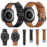 For Samsung Galaxy Watch Ultra 47mm Black Buckle Genuine Leather Watch Band(Brown)