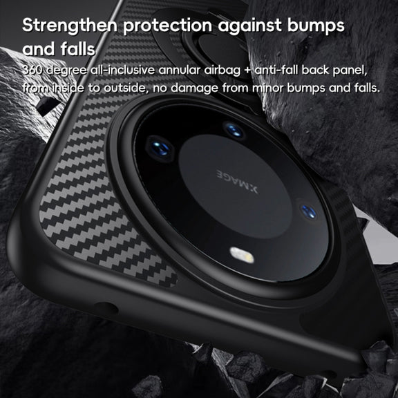 For Huawei Mate 60 Carbon Fiber MagSafe Phone Case with 360 Degree Rotating Holder(Black)