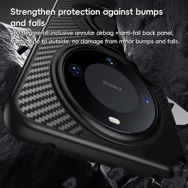 For Huawei Mate 60 Carbon Fiber MagSafe Phone Case with 360 Degree Rotating Holder(Black)