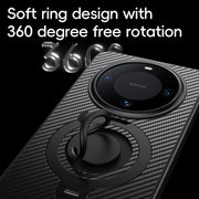 For Huawei Mate 60 Pro / 60 Pro+ Carbon Fiber MagSafe Phone Case with 360 Degree Rotating Holder(Black)