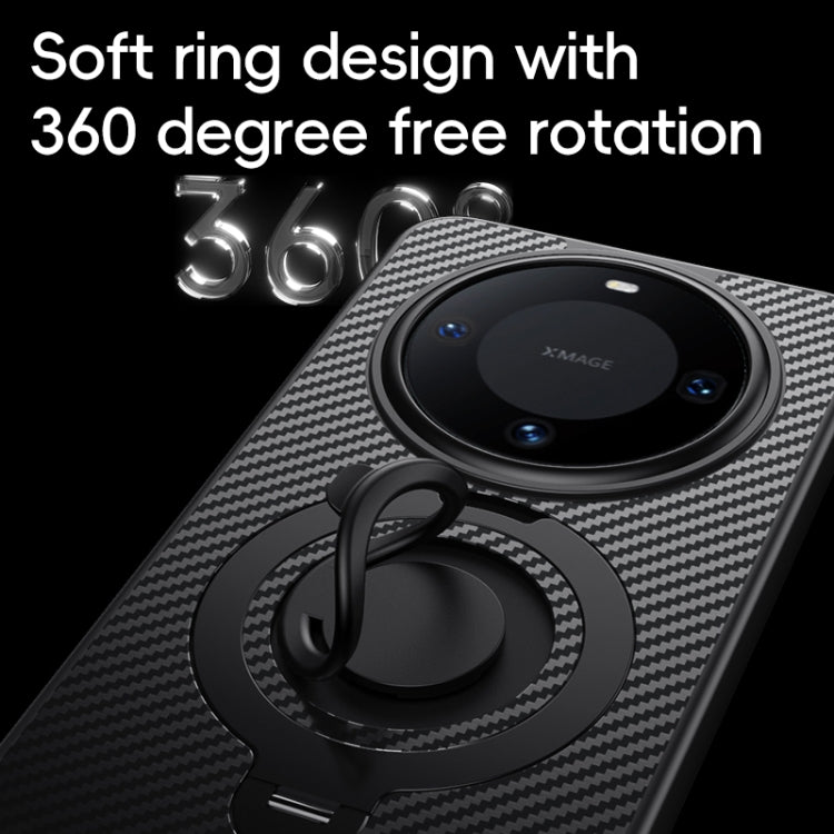 For Huawei Mate 60 Pro / 60 Pro+ Carbon Fiber MagSafe Phone Case with 360 Degree Rotating Holder(Black)
