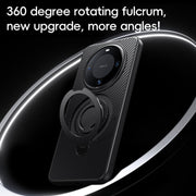 For Huawei Mate 60 Pro / 60 Pro+ Carbon Fiber MagSafe Phone Case with 360 Degree Rotating Holder(Black)