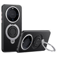 For Huawei Mate 60 Pro / 60 Pro+ Carbon Fiber MagSafe Phone Case with 360 Degree Rotating Holder(Black Silver) - Huawei Cases by PMC TechLife | Online Shopping South Africa | PMC TechLife | Buy Now Pay Later Mobicred