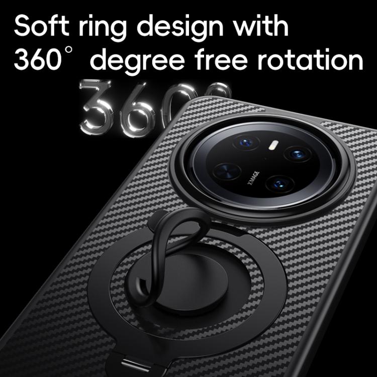 For Huawei Mate 70 Carbon Fiber MagSafe Phone Case with 360 Degree Rotating Holder(Black)