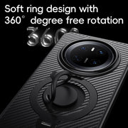 For Huawei Mate 70 Carbon Fiber MagSafe Phone Case with 360 Degree Rotating Holder(Black Silver)