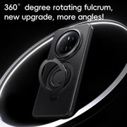 For Huawei Mate 70 Pro / 70 Pro+ Carbon Fiber MagSafe Phone Case with 360 Degree Rotating Holder(Black Silver)